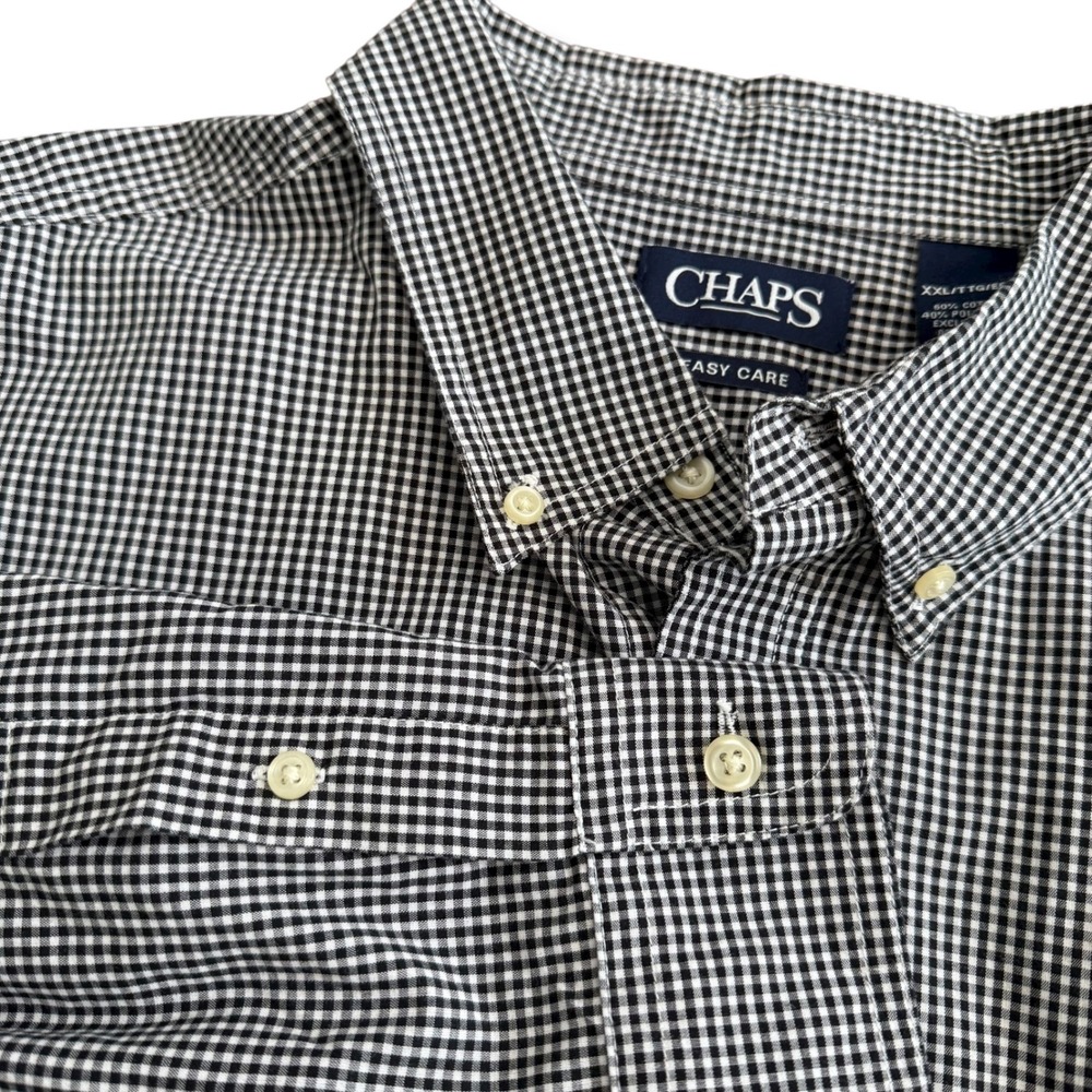 Chaps Mens Gingham Button Down Easy Care Shirt‎ XXL Gingham Pattern